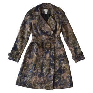 Alberto Makali Abstract Print Belted Trench Coat Size 4